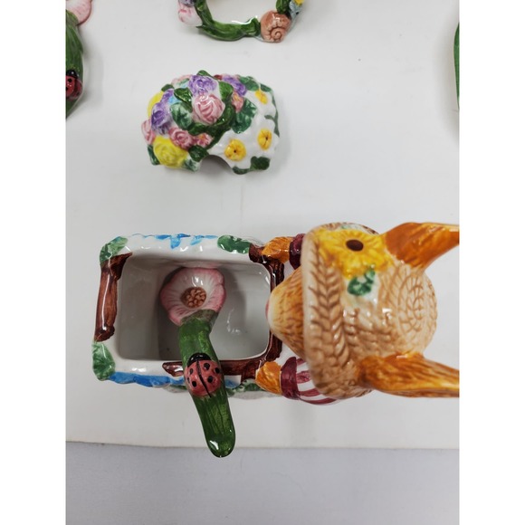 Springtime Tea Set 19pc Set New Open Box Rabbits Bunny Working Set - Picture 8 of 14